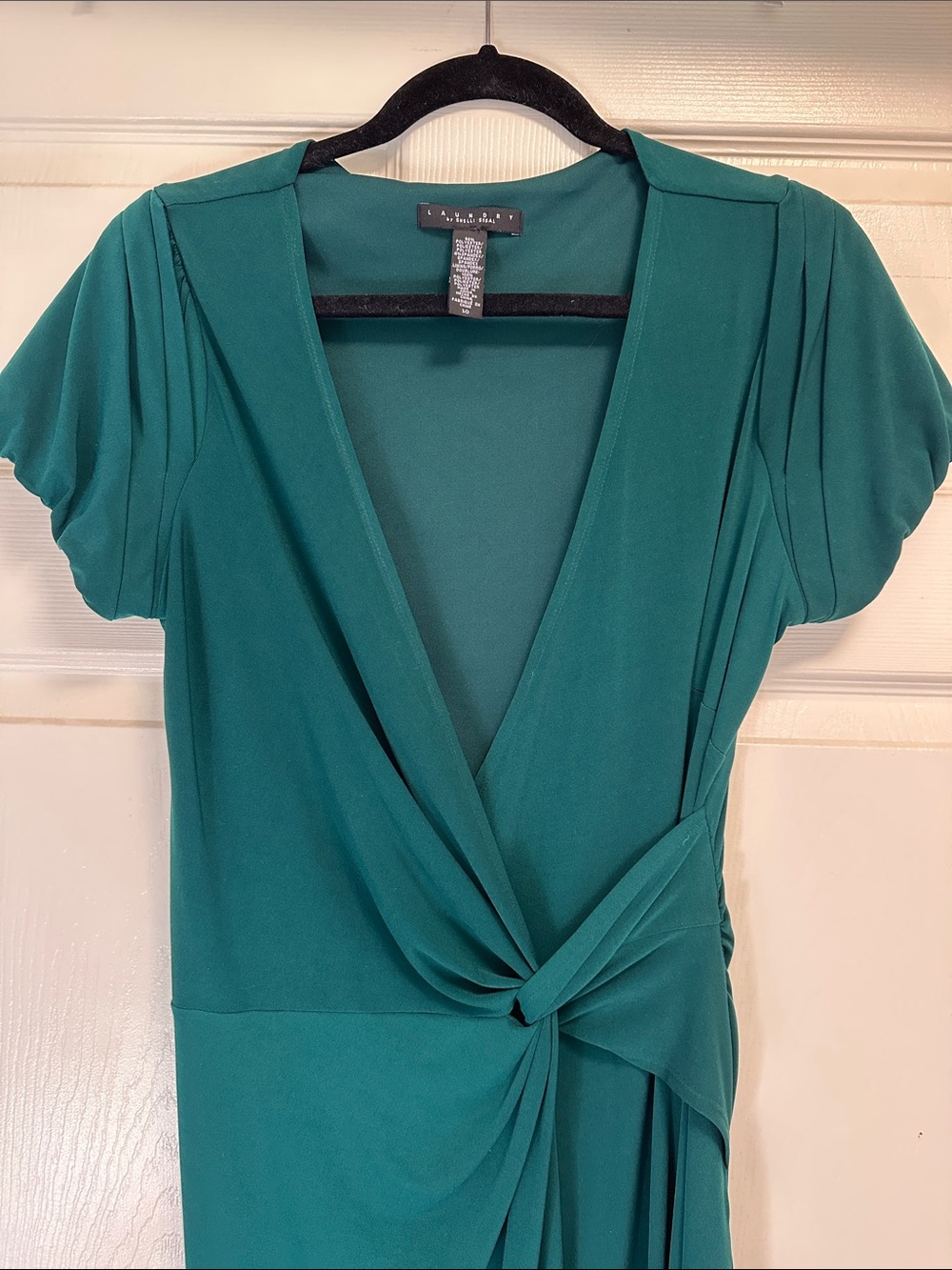 Laundry By Shelli Segal Emerald Green Knot-Front Midi Dress Size 10
